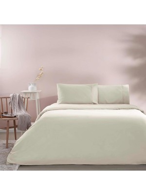 Mena Rise Pamuk Rf Basic Nevresim Takımı Ekru Çift Kişilik