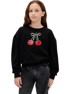 Gap Kız Çocuk Relaxed Flippy-Sequin Grafikli Sweatshirt