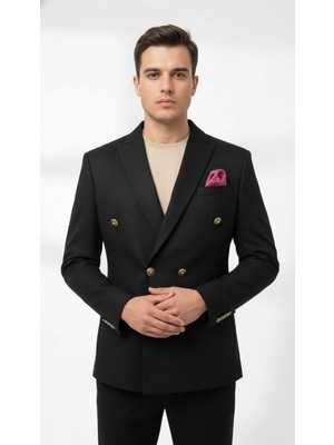 Plus Scorpion Erkek  Suet Blazer Ceket – Şık Düğmeli Takım Elbise Üstü Slim Fit Model