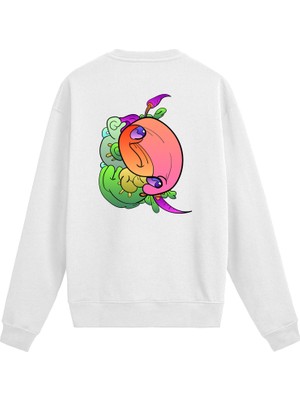Colermi Sırt Baskılı Renkli Soyut Tasarımlı Sweatshirt