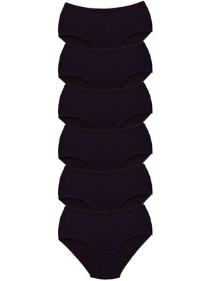 MELENERS 6 Adet Tutku Kadın Yüksek Bel Bato Kalın Lastik Külot Siyah