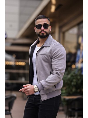 Baselco Erkek Polo Yakalı Mevsimlik Astarlı Süet Ceket