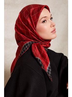 Lêvi D'or Kırmızı Kareli Twill İpek Eşarp
