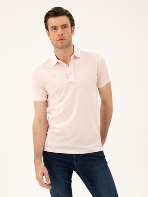 Cacharel Erkek Pembe Slim Fit Polo Yaka Merserize T-Shirt 50284769-VR050