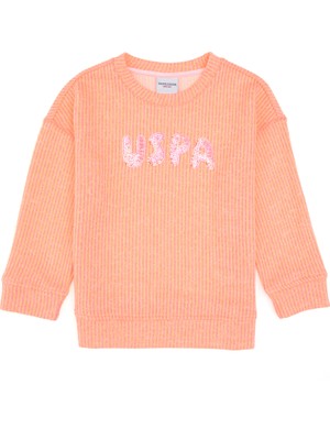 U.S. Polo Assn. Kız Çocuk Neon Pembe Bisiklet Yaka Sweatshirt 50314848-VR105