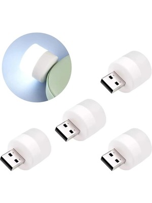 Mena Rise Mini LED Lambalar, Okuma Işığı, USB Gece Lambası, Mobil Led, Bebek Uykusu, Mobil Şarj Lambaları Için Küçük Yuvarlak Işıklar (4 Adet)