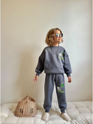 Wikiboom Barbosa Sweatshırt Eşortman Parmuklu Minecraft Baskılı  2'li Pamuklu Şardonlu Erkek Takım