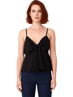 Ersefa Fitted Kalıp Keten Görünümlü Kolsuz Bluz %100 Polyester Günlük Kullanım Için