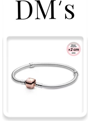 DM's Silver Rose Klips Düz Klasik Gümüş Bileklik