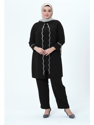 Glr & Gym Elifnaz Kadın Büyük Beden Petek Kumaş  Pantolonlu Ikili Anne Abiye Takım