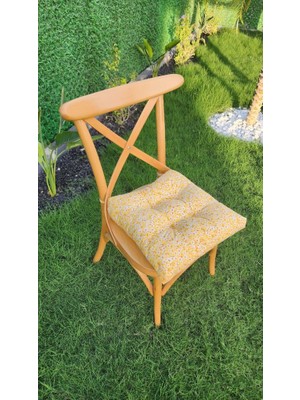 Altınpamuk Diana Pofidik Sarı Sandalye Minderi Bağcıklı 39X39CM