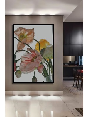 Teona Ahşap Dekoratif Ahşap Dikdörtgen Tablo Canlı Çiçekler Çerçeve Görünümlü