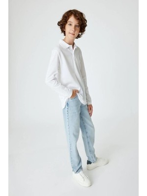 Koton Erkek Çocuk Polo Yaka Basic Tişört Uzun Kollu Pamuklu