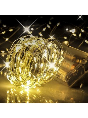 Mena Rise LED Metre Gün Işığı Sarı Renkli Pilli Dekoratif Aydınlatma Süsleme Parti Sarı LED Işık Yılbaşı LED Işık Süsleme Dekorasyon Işığı Şerit Aydınlatma LED (Günışığı, 10)