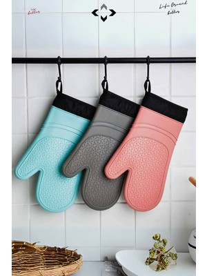 Mucit Home 1 Adet %100 Silikon Yanmaz Yapışmaz Silikon Fırın Eldiveni Mutfak Eldiveni Isıya Dayanıklı Eldiven