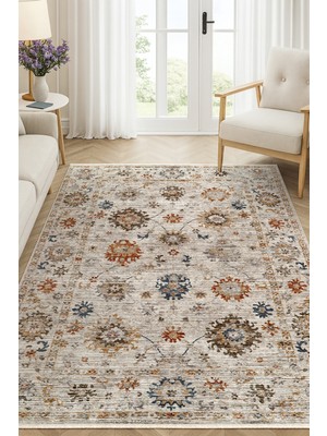 Konfor Halı Flora FL010 Çok Renkli Hav Toz Vermez Salon Mutfak Koridor Oturma Odası Yolluk Halı Makine Halısı