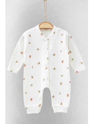 Dinamik çocuk Kız Bebek Lale Baskılı Çıtçıtlı Yenidoğan Bebek Tulumu %100 Pamuk Esnek 1-3-6 Aylık