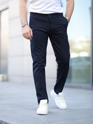 Baselco Slim Fit Keten Pantolon Erkek Günlük Kullanım İçin Desenli Pamuk-Elastan Kumaş