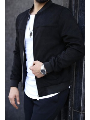 Baselco Erkek Slim Fit Bomber Ceket Suni Deri Malzeme ile Casual Kullanım için İdeal