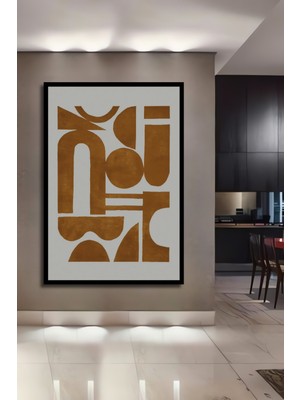 Teona Ahşap Dekoratif Ahşap Dikdörtgen Tablo Soyut Sanat Formları Çerçeve Görünümlü