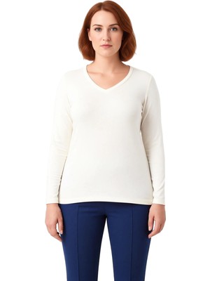 Ersefa Kadın Vücuda Oturan Uzun Kollu Esnek Örme Bluz Kaliteli Şık Rahat Modern Zarif Günlük