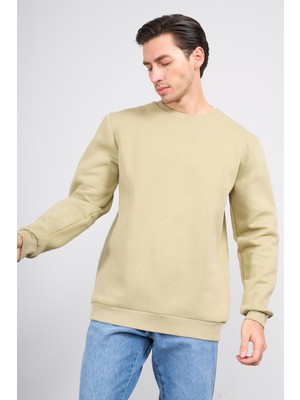 Çetinkaya Mentality 3036 3 Ip Bisiklet Yaka Eski Yeşil Sweatshirt