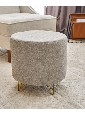 Mena Rise Asmara Metal Ayaklı Puf - Bej