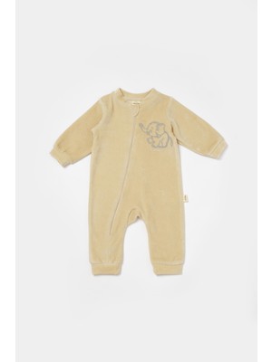 Baby Cosy Babycosy  Bebek Ayaksız Fermuarlı Tulum  3-24 Ay Bej