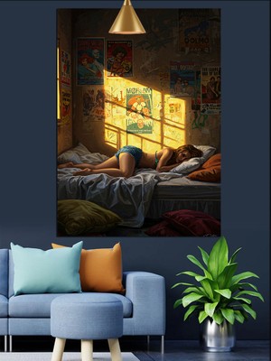 Tablo Mega Pencereden Içeri Süzülen Sabah Işıkları Dekoratif Kanvas - Mdf Ahşap Tablo