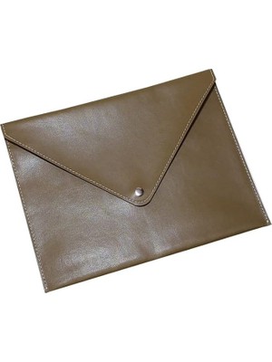 Pu Deri A5 Küçük Boy Dosya Klasörü Belge Tutucu Su Geçirmez Portföy Zarf Dosya Klasör Kılıf A5 Çıtçıtlı Dosya 19,5X24,7 cm - Vizon