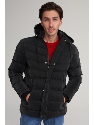 Çetinkaya Mentality 7984 Şişme Mont Kapşonlu Regular Siyah