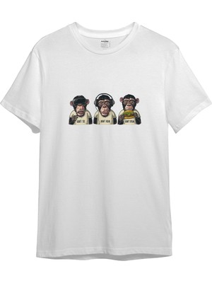 The Lucid Lab Diplomatic Monkeys Tişört - Beyaz