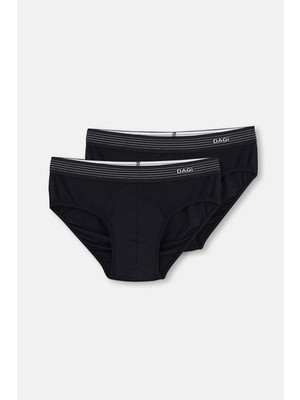 Dagi Siyah Slip Külot %95 Mikro Modal 2'li Paket Lastikli Rahat Tasarım D4180