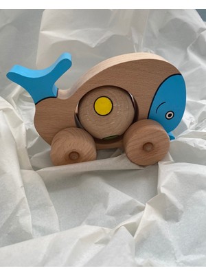 Tiny Wood Ahşap Oyuncak Balina Sevimli Mavi Balina Bebek ve Çocuk Oyuncağı