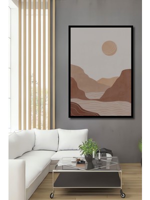 Teona Ahşap Dekoratif Ahşap Dikdörtgen Tablo Gün Batımı Manzarası Çerçeve Görünümlü