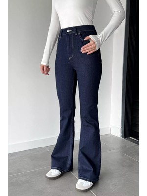 Gülseli Kadın Likralı Ispanyol Paça Yüksek Bel Jean Kot Pantolon P-00018899