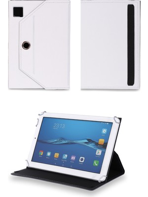 Velvoria Polypad Space 10.1 - 3g - 10.1"  Tablet Uyumlu Standlı Üniversal Kapaklı Beyaz Tablet Kılıfı