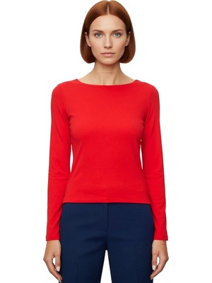 Ersefa Kadın Fitted Kayık Yaka Bluz Likralı Penye Süprem Dokuma %97 Pamuk %3 Elastan Kış