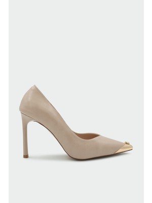 Laminta Niko Nude Gold Aksesuarlı Topuklu Ayakkabı