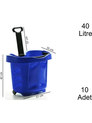 Marketix Tekerlekli Plastik Market Alışveriş El Sepeti 40 Litre Mavi 10 Adet