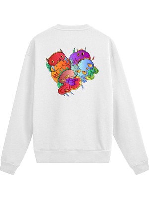 Colermi Sırt Baskılı Renkli Karakter Tasarımlı Sweatshirt