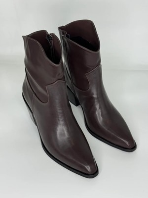 Love Shine Luxe Kovboy Kadın Bot Siyah ve Kahverengi Büyük Numara Suni Deri Western Tarz