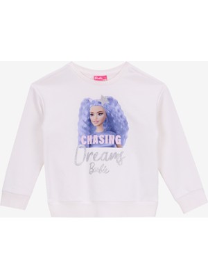 Barbie Baskılı Kız Çocuk Ekru Sweatshırt BRB5WG-SWT6628