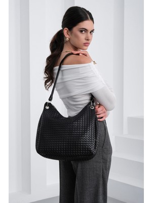 Shule Bags Valerie Örgülü Omuz Çantası Siyah