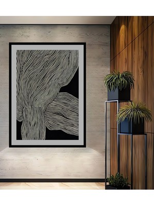 Teona Ahşap Dekoratif Ahşap Dikdörtgen Tablo Dalgalı Çizgiler Çerçeve Görünümlü
