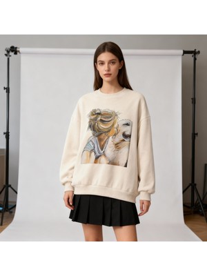 Hena Can Dostum: Pati ve Ben! Oversize Sweatshirt Bej