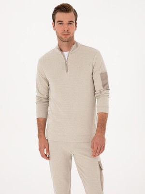 Cacharel Erkek Bej Regular Fit Yarım Fermuarlı Sweatshirt 50309768-VR011