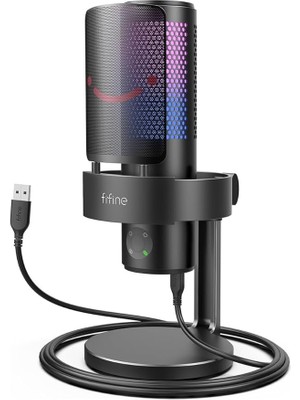 A9 USB Rgb LED Işıklı Masaüstü Mikrofon, Siyah