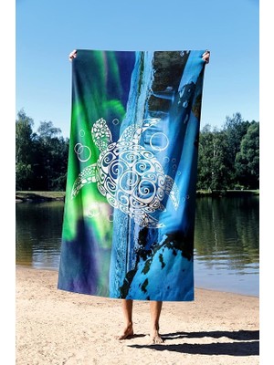 Towel Mikrofiber Teknolojisi ile Üretilen Hafif ve Kum Tutmayan Plaj Havluları – 75X130 - 90X150 cm Blue Turtle ESSNNM65
