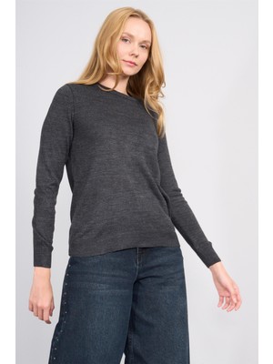 Çetinkaya Miyamira 2301 Kadın Basic Bisiklet Yaka Soft Iplik Triko Grimelanj